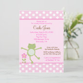 5x7 Pink Leap Frog Girl Baby shower Invitation (Debout devant)