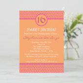 5x7 Pink & Orange Polka Point 16 Invitation Annive (Debout devant)