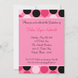 5x7 Pink Polka Dot Afstuderen Invitation Aankondig Kaart