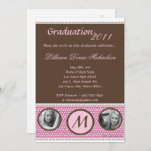 5x7 Pink Polka Dot Foto Afstuderen Aankondiging (Voorkant / Achterkant)