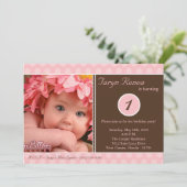 5x7 Pink Polka point Photo Invitation à la fête d' (Debout devant)