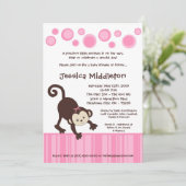 5x7 Pink Pop Monkey Dance Baby shower Invitation (Debout devant)