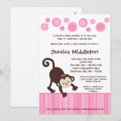 5x7 Pink Pop Monkey Dance Baby shower Invitation (Devant / Derrière)