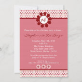 5x7 Pink Sweetheat PolkaDot 16 Invitation Annivers (Devant)