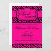 5x7 Pink Zebra Imprimer Invitation à la fête d'ann (Devant / Derrière)