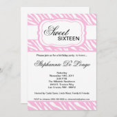 5x7 Pink Zebra Imprimer Invitation de fête d'anniv (Devant / Derrière)
