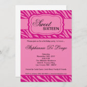 5x7 Pink Zebra Imprimer Invitation de fête d'anniv (Devant / Derrière)