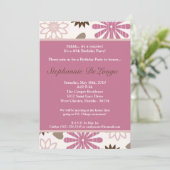 5x7 PinkPurple Retro Flower Invitation d'anniversa (Debout devant)