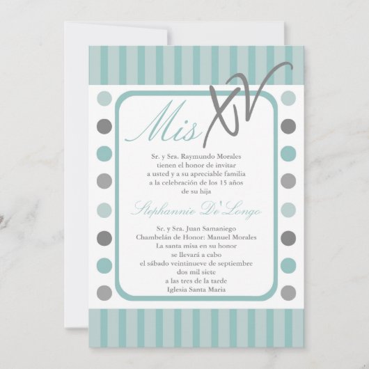 5x7 Pointe Polka Quinceanera Party Invitation (Devant)