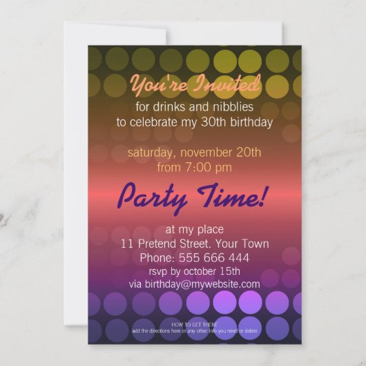 5x7 Points Disco Shiny Invitation spéciale (Dos)
