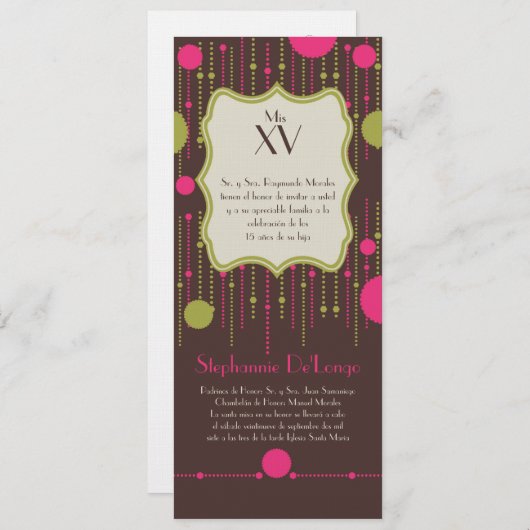 5x7 Polka Dot Quinceanera Verjaardag Uitnodiging (Voorkant / Achterkant)