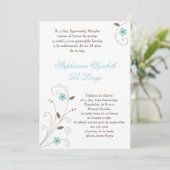 5x7 Printemps BlueFlower Quinceanera Invitation (Debout devant)