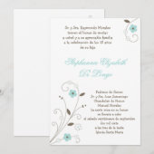 5x7 Printemps BlueFlower Quinceanera Invitation (Devant / Derrière)