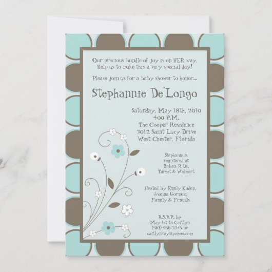 5x7 Printemps Fleur bleue Baby shower Invitation (Devant)