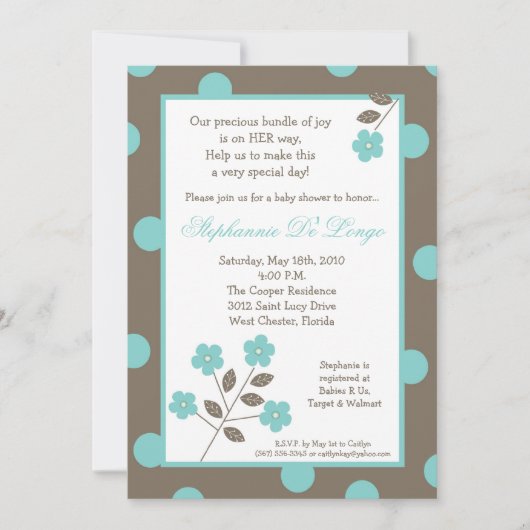 5x7 Printemps Fleur bleue Baby shower Invitation (Devant)