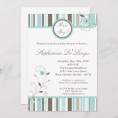 5x7 Printemps Fleur bleue Baby shower Invitation (Devant / Derrière)