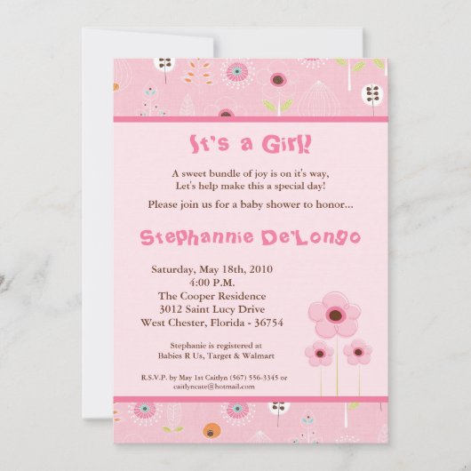 5x7 Printemps Fleurs temps Baby shower Invitation (Devant)