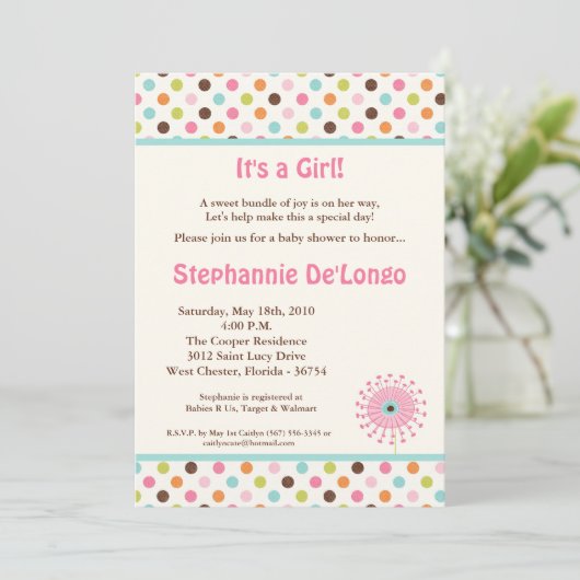 5x7 Printemps Fleurs temps Baby shower Invitation (Debout devant)
