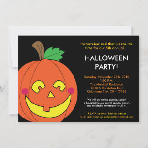 5x7 Pumpkin Jack O Lantern Halloween Uitnodiging