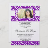5x7 Purp Zebra Print Patter Quinceanera Invitation (Devant / Derrière)