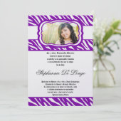 5x7 Purp Zebra Print Patter Quinceanera Invitation (Debout devant)