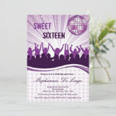 5x7 Purple Dance Party 16e anniversaire Invitation (Debout devant)