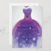 5x7 Purple Dress Sweet 16 Anniversaire Invitation (Devant / Derrière)