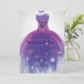 5x7 Purple Dress Sweet 16 Anniversaire Invitation (Debout devant)