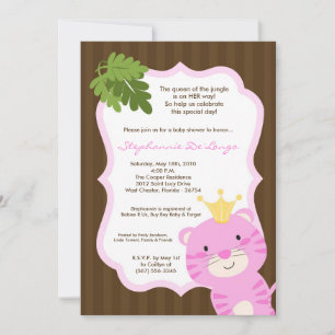 5x7 Queen of the Jungle Invitation Baby shower