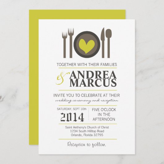 5x7 Réception Chine Plate Forte Faire-part de mari (Devant / Derrière)