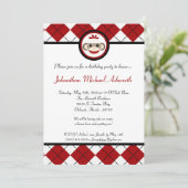 5x7 Red Arg Sock Monkey Toy Invitation d'anniversa (Debout devant)