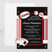 5x7 Red & Black Las Vegas Bachelorette Invitation (Devant / Derrière)