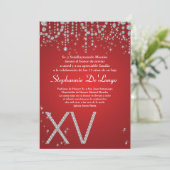 5x7 Red Diamond Quinceanera Invitation d'anniversa (Debout devant)