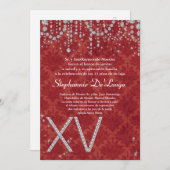 5x7 Red Diamond Quinceanera Invitation d'anniversa (Devant / Derrière)