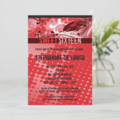 5x7 Red DJ Spin Platenspeler16th Birthday Invitati Kaart (Staand voorkant)