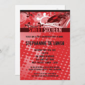 5x7 Red DJ Spin Platenspeler16th Birthday Invitati Kaart (Voorkant / Achterkant)