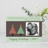 5x7 Red Green Christmas Tree photo carte de Noël (Debout devant)