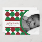 5x7 Red Green Polkadot Poka carte de Noël (Devant / Derrière)