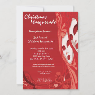 5x7 Red Masquerade Noël XMAS Invitation
