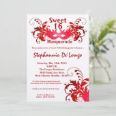 5x7 Red Masquerade Sweet 16 Invitation anniversair (Debout devant)