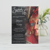 5x7 Red Masquerade Sweet 16 Invitation anniversair (Debout devant)