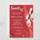 5x7 Red Masquerade Sweet 16 Invitation anniversair (Devant)