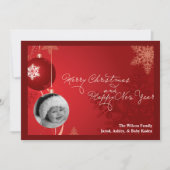 5x7 Red Orament Snowflake Carte de Noël (Devant)