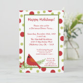 5x7 Red Robin Holly Christmas Party Invitation (Debout devant)