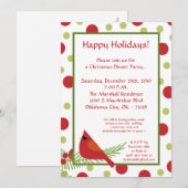 5x7 Red Robin Holly Christmas Party Invitation (Devant / Derrière)