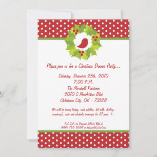 5x7 Red Robin Mistletoe Noël Invitation