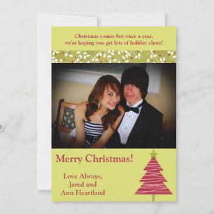5x7 Red Tree Christmas Holly Invitation