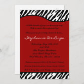 5x7 Red White Zebra Print Baby shower Uitnodiging (Voorkant / Achterkant)