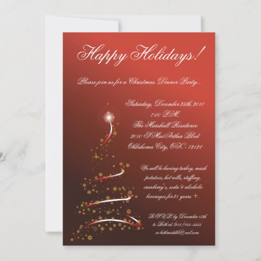 5x7 Red XMAS Tree Christmas Party Invitation (Devant)