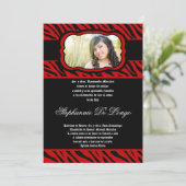 5x7 Red Zebra Print Quinceanera Uitnodiging (Staand voorkant)